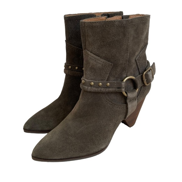 Lucky Brand Women’s Majoko Suede Mid-calf Harness Boots Size 7.5 Dark Moss Green - Picture 4 of 9